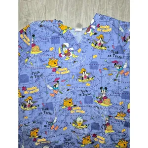 Disney Halloween Scrub Top in Lavender 2X Mickey Mouse thumbnail 2