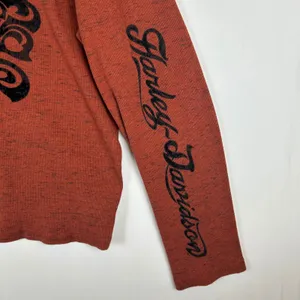 Harley-Davidson Womens 3W Rust Orange Space Dye Hooded Henley Flocked Top 2014 thumbnail 11