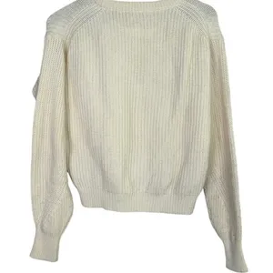 J. Crew Wool Blend Cable Knit Relaxed Fit Long Sleeve Crew Neck Sweater XS Cream thumbnail 13