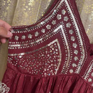 LC collection Burgundy Beaded Sequin Sheer Chiffon Cami Tank Top S NWT thumbnail 3