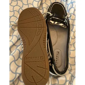 Sperry Top-Sider 5.5 M Women’s Black White Sequin Zebra Print Boat Shoes EUC thumbnail 5