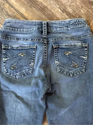 Distressed Suki Silver Jeans Medium Blue Bootcut Jeans size 27 thumbnail 15