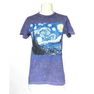 The Starry Night Vincent Van Gogh Graphic T-Shirt XS Blue Art Tee thumbnail 6