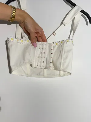 Urban Outfitters White Daisy-Trim Longline Bralette thumbnail 14