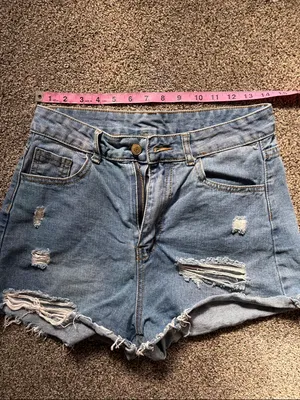 Denim Distressed Women’s Shorts Blue Size M thumbnail 2