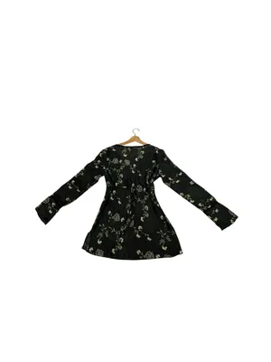 Vintage Y2K New York & Company Sheer Floral Blouse Whimsigoth Bell Sleeve M thumbnail 6