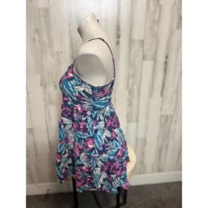 American Eagle Tropical Floral Mini Dress XS Cutout Back Summer Sundress Blue Pi thumbnail 2