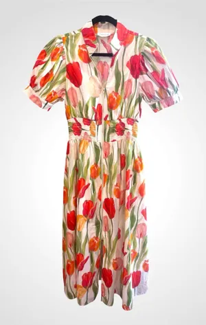 Women's Entro Tulip Floral Print Midi Dress Size S thumbnail 1