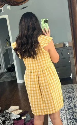 Yellow Plaid Dress Size M thumbnail 9