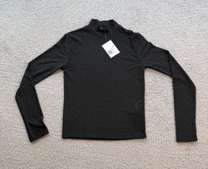 Forever 21 Black Eyelet Mock Neck Long Sleeve Stretch Top Womens Small S NWT thumbnail 1