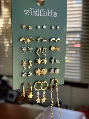 Wild Fable Celestial Earring 18pc Set Gold Sun Moon Star Butterfly NWT thumbnail 2
