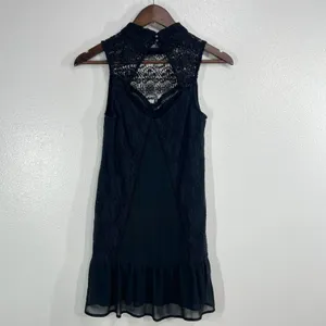 Abercrombie & Fitch‎ Lace Mini Dress XS Black Sleeveless High Neck Boho Gothic thumbnail 4