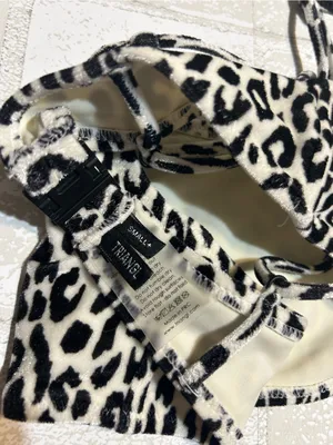 Triangl Black & Cream Leopard Bikini Top Only Size Small thumbnail 3