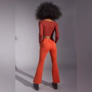 Urban Outfitters Orange Flare Pants‎ High Rise Retro Wide Leg Women’s M thumbnail 2