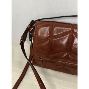 Patricia Nash Corfu Quilted Leather Crossbody Bag Purse Cognac Brown Oil-Waxed thumbnail 6