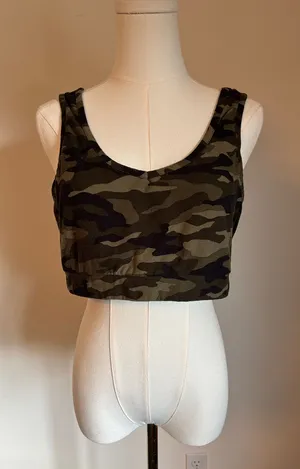 No Boundaries Camouflage Cropped Tank - Olive & Black thumbnail 1