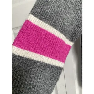 John + Jenn Mock Neck Striped Sweater Womens XL Gray Pink Knit Crop Preppy thumbnail 2
