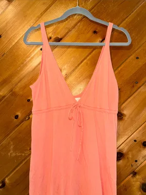 Free people essential tank tie front maxi dress in strawberry colada orange thumbnail 4