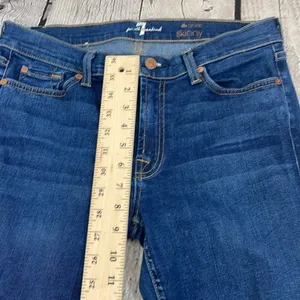 7 For All Mankind Blue The Ankle Skinny Jeans with Distressed Detail size 31 thumbnail 11