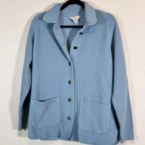 LL Bean Teal Blue Fleece Chore Coat Jacket Womens M Fall Casual Workout Barncoat thumbnail 6