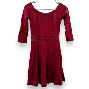 Lulus Yes‎ to the Mesh Wine Red Half Sleeve Skater Mini Dress Size S thumbnail 3
