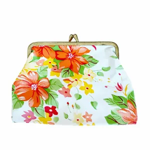 Vintage White Floral Kiss Lock Pouch Coin Purse thumbnail 2