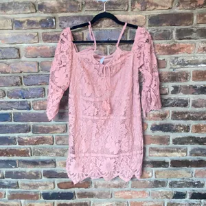 Xhilaration Mauve Pink Cold Shoulder Bell Sleeve Mini Dress Women's Size Small thumbnail 2