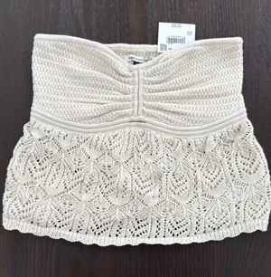 American Eagle Outfitters Cream Lace strapless top thumbnail 2