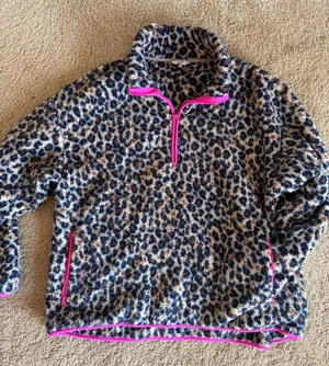 Crown & Ivy Leopard Print Quarter Zip Sweater thumbnail 1