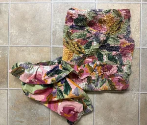 Zara Floral Tube Top one ruffle shoulder - Pink Green Yellow Women’s Size Medium thumbnail 1