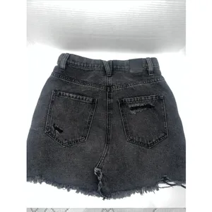 Free People We The Free Size 26 Short Denim Skirt Black‎ Distressed Boho thumbnail 2