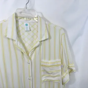 Martha Stewart Large Pajama Set Yellow White‎ Striped Rayon Short Sleeve 497 thumbnail 3