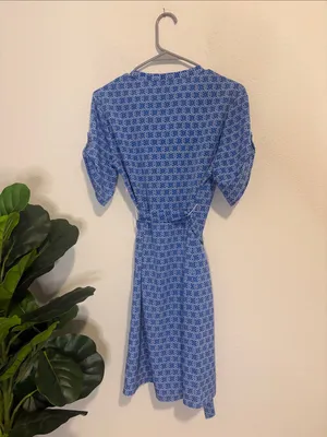 The limited size 4 blue and white belted dresse thumbnail 5