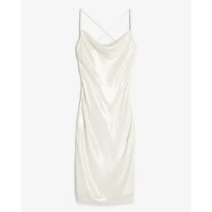 EXPRESS Metallic Cowl Neck Cross Back Midi Slip Dress thumbnail 10