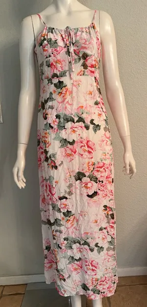 Favorite Daughter Floral Pink Spaghetti-Strap Maxi Dress Size 8🌸💗 thumbnail 1
