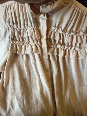 ZARA Light Pink Ruffle Blouse thumbnail 4