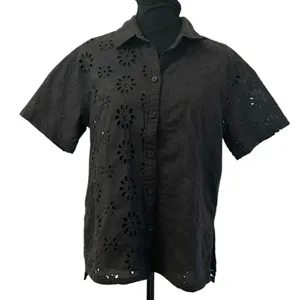 American Eagle Outfitters Black Eyelet Button Down Top(Size XS) thumbnail 5