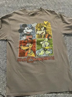 Disney Parks Mickey And Friends Color Block T-shirt Grey Adult Unisex Medium thumbnail 1