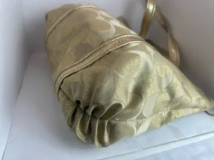 Coach Poppy Op Art Glam Tote Gold Metallic Ja Handbag thumbnail 11