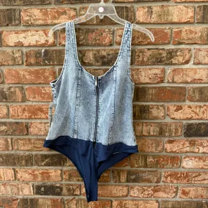 CULPOS x INC Denim Bodysuit Acid Wash Y2K Festival Retro 90s Sz 14 NEW $79.50 thumbnail 7