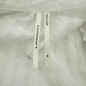 Anthropologie White V-Neck‎ Tiered Sleeve Tunic Dress Textured Collared Medium thumbnail 7