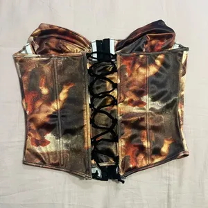 Dolls Kill Gold and Brown Renaissance inspired corset top thumbnail 3