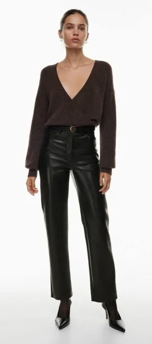 Aritzia Wilfred Melina Leather Pants Black thumbnail 1