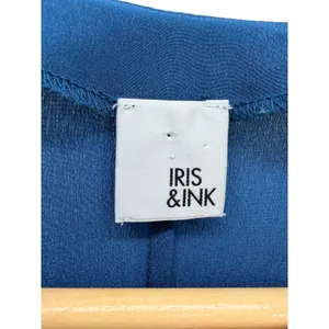 Iris &‎ Ink Blue 100% Silk Long Sleeve Flounce Hem Drop Waist Dress Button Front thumbnail 4
