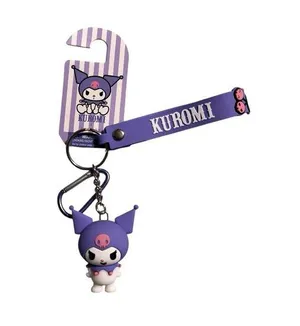 Kuromi Keychain with Purple Strap Hello Kitty Sanrio NWT thumbnail 1
