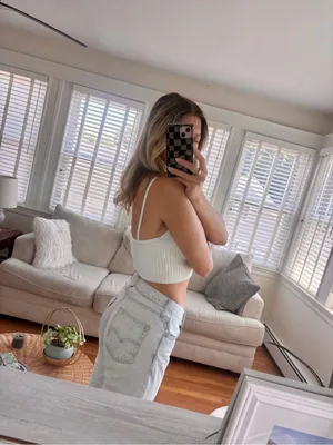 Free People Cotton Nylon Ribbed Knit Cropped Tank Top Small thumbnail 2