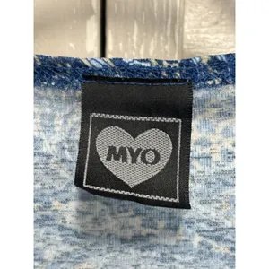 MYO Blue Paisley‎ Top Butterfly Sleeves Size Medium V Neck Ruffle Hem Boho thumbnail 2