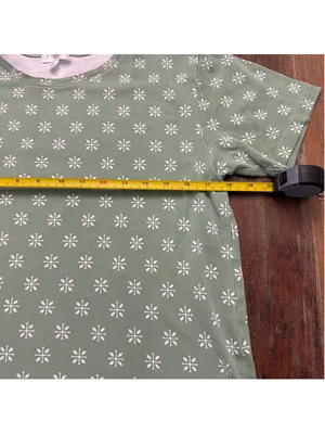 LAKE Pajamas Green White Geometric Leaf Short Sleeve Loungewear Pima Cotton L thumbnail 7