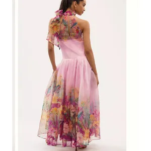 Anthropologie BHLDN Kendall High-Neck Scarf Floral Organza Maxi Dress NWT Size S thumbnail 2