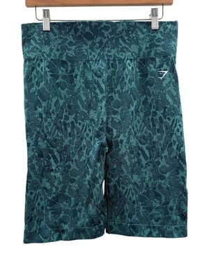 Gymshark Adapt‎ Animal Seamless Shorts Womens XXL Green Teal Biker Scrunch B2A1F thumbnail 1